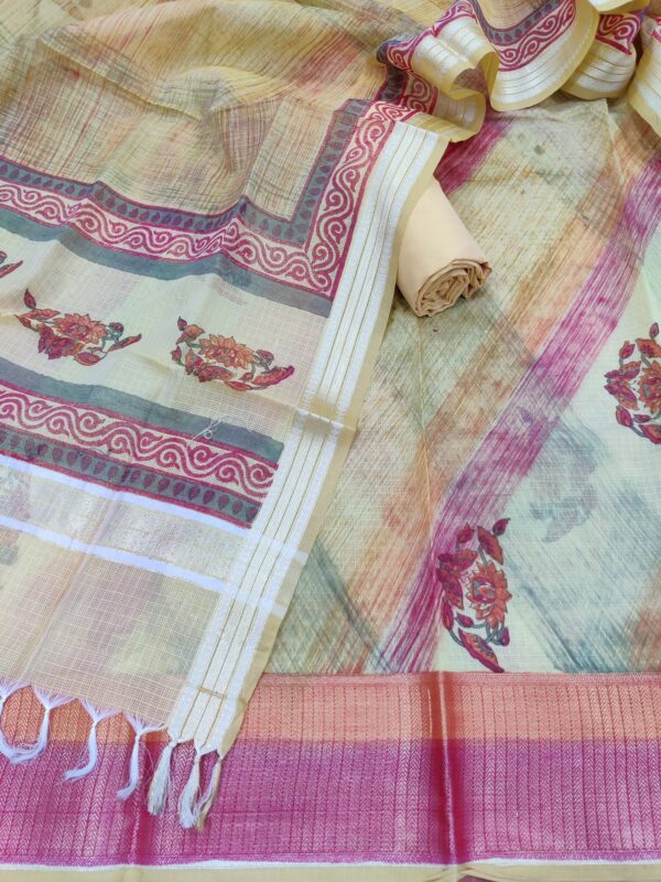 Printed Chanderi Cotton Silk Unstitched Salwar Kameez Set.